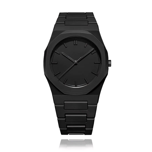 Reloj minimalista All Black para hombre - 40,5 mm - Policarbonato | Resistente al agua