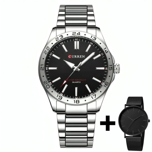 Reloj de lujo Curren Quartz + Reloj All Black Gratis